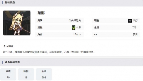 《星落》莱娜属性技能详细立绘